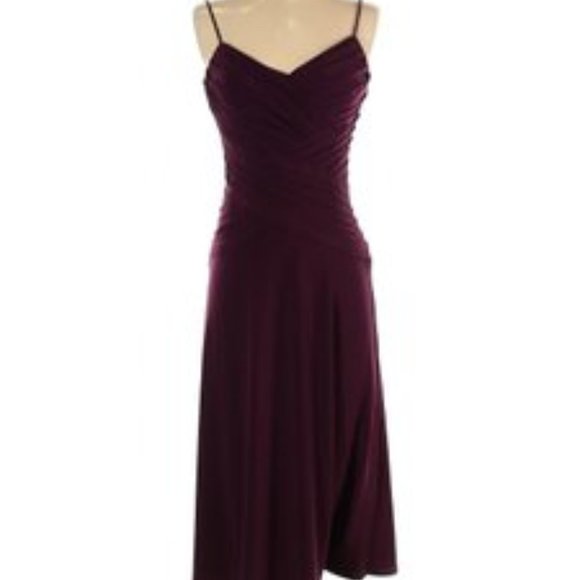 Eliza J fit and flare Ruched Sleeveless Tea Dress Eggplant Purple Sz 4 - Picture 4 of 6